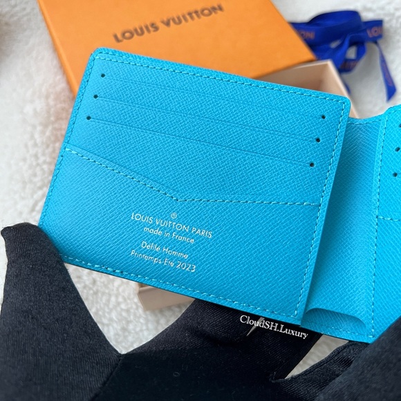 Auth BN Louis Vuitton Blue Monogram Playground Slender Wallet - BNIB - Picture 6 of 10